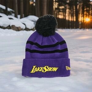 Los Angeles Lakers "LakeShow" Beanie, OSFA, Purple/Gold New Era Cuffed Pom Cap